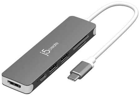Мульти-хаб j5create USB-C® to 4K HDMI™ Multi-Port Hub (USB-C/2xUSB-A/4K HDMI/SD/microSD) серый космос (JCD353) 19848399521221