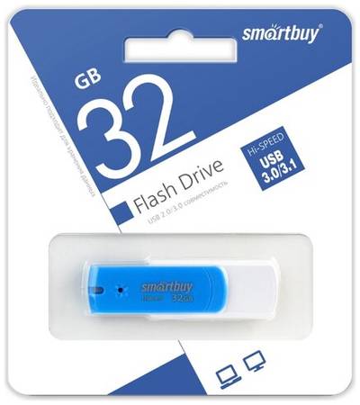 Флешка SmartBuy Diamond USB 3.0 32 ГБ, 1 шт., голубой 19848406358956