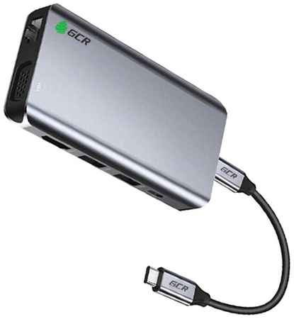 GCR TypeC Hub 10 in 1 HDMI + VGA + RJ45 + USB3.0 x3 + Card Reader + Audio + TypeC PD 19848430436633