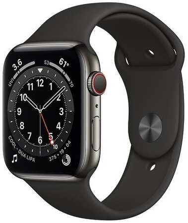 Умные часы Apple Watch Series 6 44 мм Steel Case GPS + Cellular, графит/черный 19848436653919