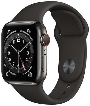 Умные часы Apple Watch Series 6 40 мм Steel Case GPS + Cellular, графит/черный 19848436695916