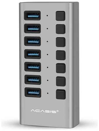 Хаб Acasis 7 Ports 36W USB 3.0 12V/2A Data Hub with Individual On/Off Switches Splitter (HS-707MG), серый 19848513490596