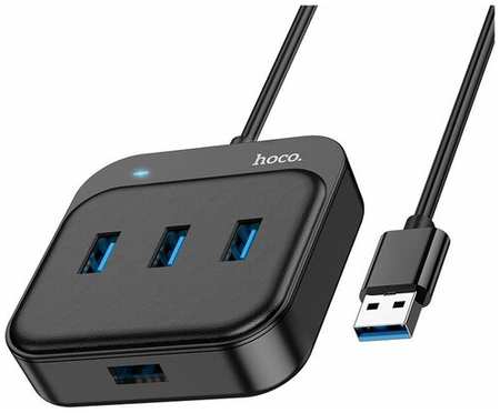 USB-концентратор HOCO HB31, Easy, 4 гнезда, кабель 1.2м, цвет:
