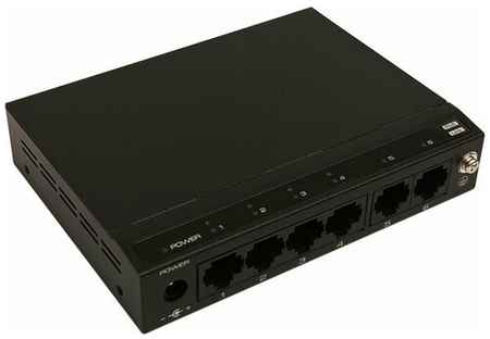 Коммутатор PoE Recon 6P60W-100, 4 порта PoE+ 100 Мбит/с, 2 порта Uplink 100 Мбит/с, бюджет PoE 60 Вт, хаб-разветвитель для питания IP-камер (свитч) 19848514649401