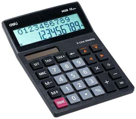 Калькулятор настольный Deli EM126 черный 19848516362365