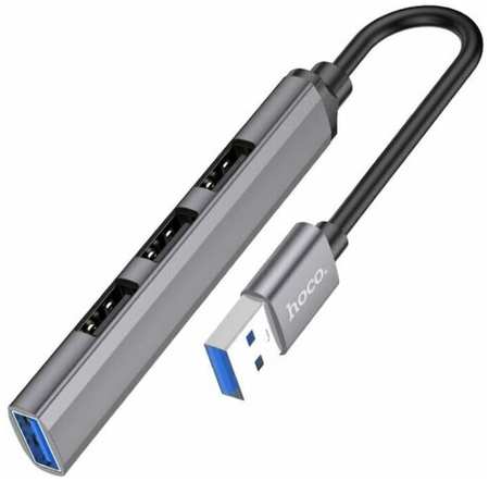Hoco USB хаб 4-в-1 “HB26” USB3.0+USB2.0*3 серый металлик 19848517320890