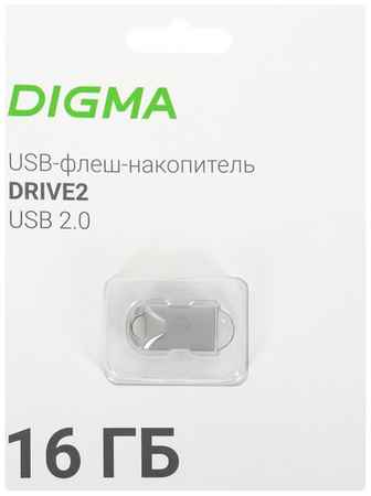 Флеш Диск Digma 16Gb DRIVE2 DGFUM016A20SR USB2.0 серебристый 19848519464397