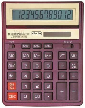 Калькулятор настольный полноразмерный Attache AF-888,12р, дв. пит,204x158мм, красный 19848520334991