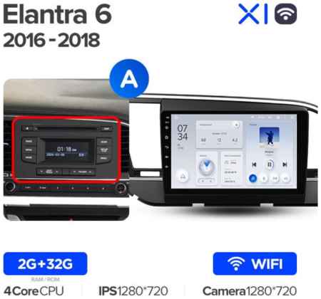 Штатная магнитола Teyes X1 Wi-Fi Hyundai Elantra 6 2015-2018 9″ Вариант A 19848523380538
