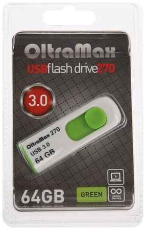 Флешка OltraMax 270, 64 Гб, USB3.0, чт до 70 Мб/с, зап до 20 Мб/с, зеленая 19848525072712