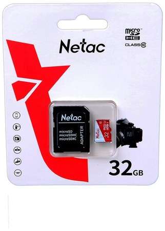 Карта памяти 32Gb - Netac MicroSD P500 Eco Class 10 NT02P500ECO-032G-R + с переходником под SD 19848525470256
