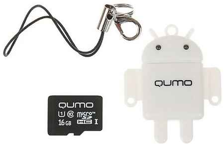MicroSD с адаптером USB 16 Гб, USB 2.0 - Qumo - Fundroid - белая