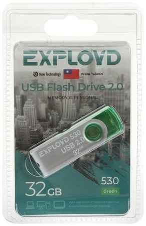 Флешка Exployd 530, 32 Гб, USB2.0, чт до 15 Мб/с, зап до 8 Мб/с, зелёная 19848528589825