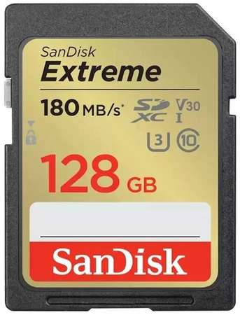 Карта памяти SanDisk Extreme SDXC Class 10 UHS-I U3 V30 180MB/s 128 GB