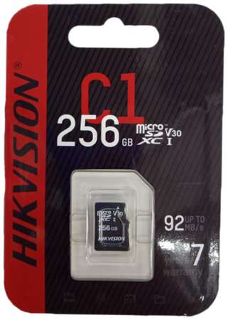 Карта памяти Hikvision microSDXC 8 ГБ Class 10, V30, A1, UHS-I U1, W 10 МБ/с, адаптер на SD, 1 шт., черный 19848537168441