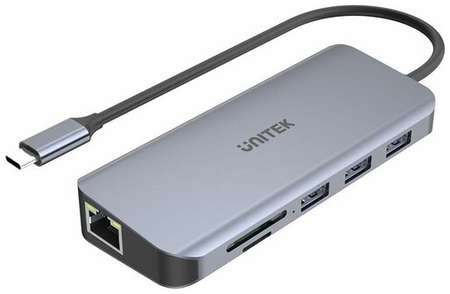 USB-концентратор (хаб) Unitek 9 в 1 (3 x USB A, USB C PD, 4K HDMI, VGA, RJ45, SD/Micro SD), цвет серый (D1026B) 19848538196562