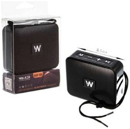 Беспроводная портативная колонка Bluetooth, WALKER, WSP-100, музыкальная переносная акустическая система блютуз для компьютера и телевизора, черная 19848538878559