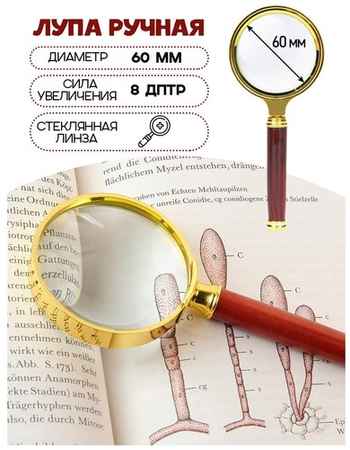 Лупа/ увеличительное стекло/лупа для чтения / золотая ручка диаметр 60 мм