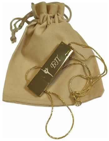 Подарочный USB-накопитель подвеска на цепочке с гравировкой гимнастика БП (без предмета) золото 16GB, с бархатным мешочком 19848540112240