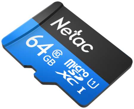 Карта памяти Netac MicroSD card P500 Standard 64GB, retail version w/SD 19848541011603
