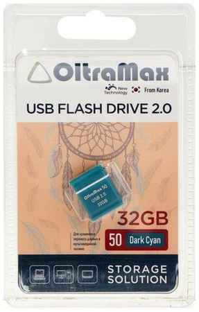 Флешка OltraMax 50, 32 Гб, USB2.0, чт до 15 Мб/с, зап до 8 Мб/с, т/зеленая 19848543367891