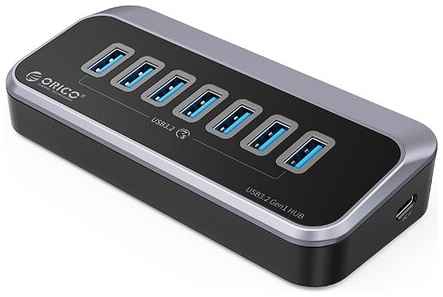 USB-концентратор ORICO M3U3-7A-10, разъемов: 7, 100 см, черный 19848547681908