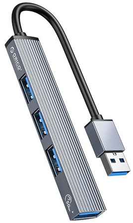USB-концентратор ORICO AH-A13, разъемов: 4, серый 19848547682998