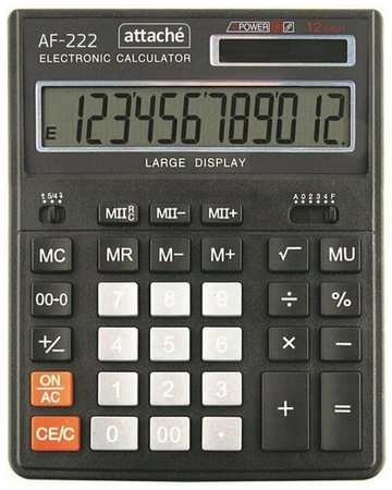 Калькулятор настоль. полноразм Attache AF-222, 12раз, дв. пит,203x158мм, черн 19848556990046