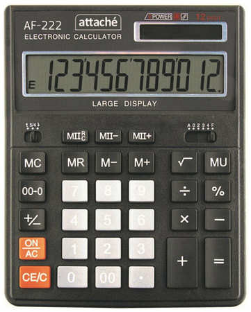 Калькулятор настоль. полноразм Attache AF-222, 12раз, дв. пит,203x158мм