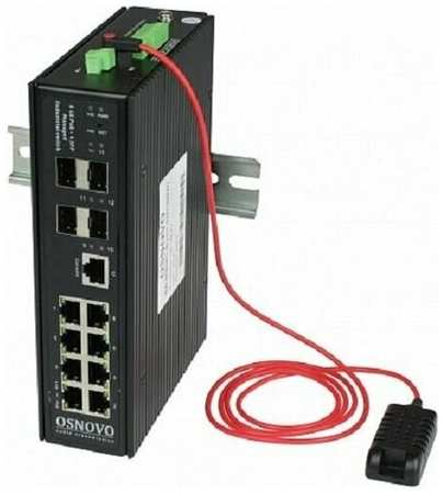 Коммутатор OSNOVO SW-80804/ILS(port 90W,300W) промышленный управляемый (L2+) HiPoE Gigabit Ethernet на 8GE PoE + 4 GE SFP порта с функцией мониторинга 19848559782981