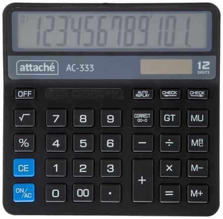 Калькулятор настольный компактн Attache AС-333,12р, дв. пит,147х145х28мм, черн 19848560395477