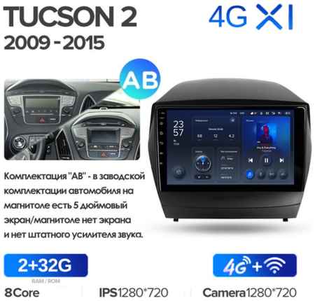 Штатная магнитола Teyes X1 Wi-Fi + 4G Hyundai Tucson 2 LM IX35 2009-2015 9″ (Вариант АВ) (2+32Gb) авто с простой комплектацией или с 5″ экраном