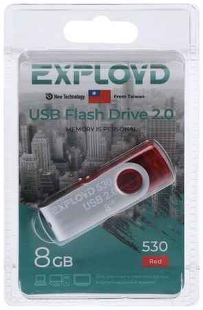 Флешка Exployd 530, 8 Гб, USB2.0, чт до 15 Мб/с, зап до 8 Мб/с, красная 19848562071361