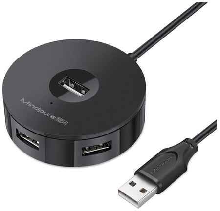 USB концентратор Хаб / Hub 4 USB + разъем питания Mindpure US018 0.3м Черный 19848568872706