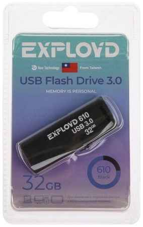 Флешка Exployd 610, 32 Гб, USB3.0, чт до 70 Мб/с, зап до 20 Мб/с, черная 19848571587636