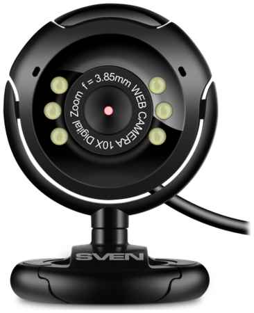Веб-камера SVEN IC-302, 0,3 мегапикселя, 30 кадров в секунду, клипса-подставка, микрофон jack-3,5мм, блистерная упаковка 19848578643636