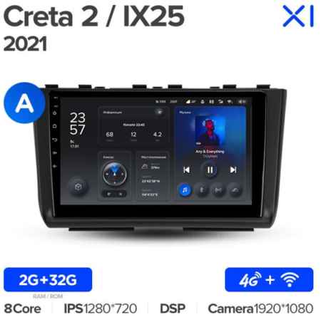 Штатная магнитола Teyes X1 Wi-Fi + 4G Hyundai Creta 2 IX25 2021 Вариант A 19848584790768