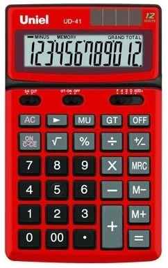 Настольный калькулятор с двойным питанием, металл Uniel UD-41K Черный 19848588541041