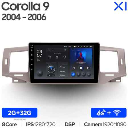 Штатная магнитола Teyes X1 Wi-Fi + 4G Toyota Corolla 9 E120 2004-2006 9″ (2+32Gb)