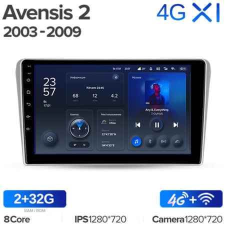 Штатная магнитола Teyes X1 Wi-Fi + 4G Toyota Avensis T250 2 II 2003-2009 9″ (2+32Gb)