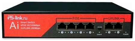 Коммутатор сетевой PS-link VD-206P на 4 POE и 2 UPLINK порта 19848590221381