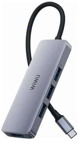 USB Хаб WiWU Alpha 440 Pro 4 в 1 Type C to 4 x USB 3.0, серый 19848590221673