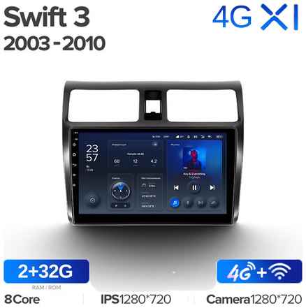Штатная магнитола Teyes X1 Wi-Fi + 4G Suzuki Swift 3 2003-2010 10.2″ (2+32Gb)