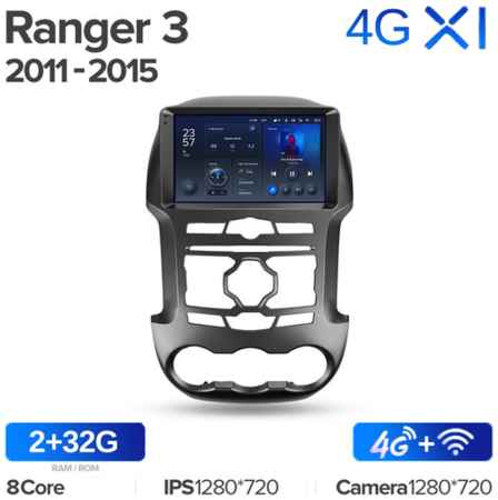 Штатная магнитола Teyes X1 Wi-Fi + 4G Ford Ranger 3 2011-2015 9″ (F1) (2+32Gb)