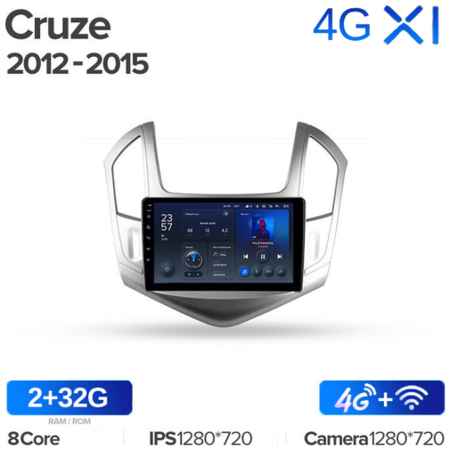Штатная магнитола Teyes X1 Wi-Fi + 4G Chevrolet Cruze J300 J308 2012-2015 9″ (2+32Gb)