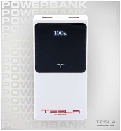 Внешний аккумулятор повербанк (Power Bank) 10 000 mAh, Tesla Energy E5, белый 19848590422233