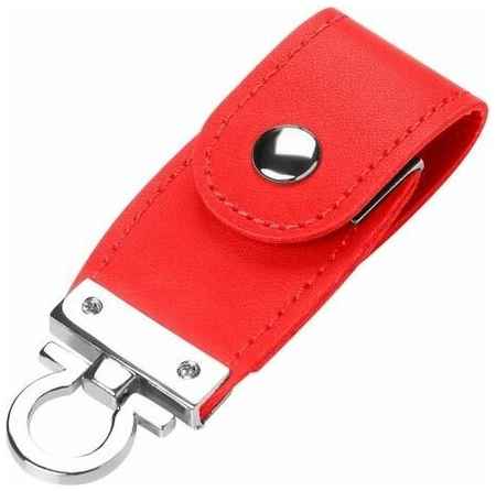 Подарочная флешка кожаная на кнопке красная, оригинальный сувенирный USB-накопитель 256GB USB 3.0 19848591504238