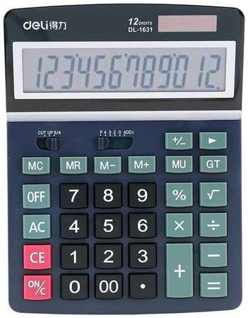 Deli Калькулятор настольный 12 -разрядный E1631 2питания 190*150 (черный корпус) (картонная упаковка с европодвесом) (19680) 19848591771209