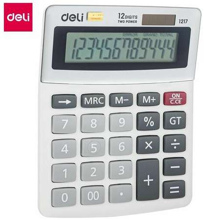DELI Калькулятор настольный 12 -разрядный E1217 2питания 130*105 ( корпус) (картонная упаковка с европодвесом) (19424)