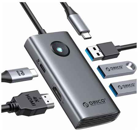 Многопортовый переходник 5 в 1 Orico Docking Station F-Eyes Space (HDMI, USB 3.0, USB 2.0, PD 60W)